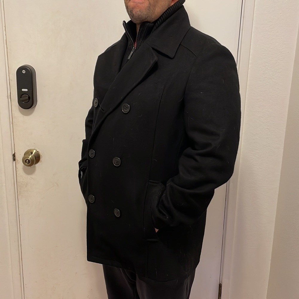 Mens black winter peacoat
